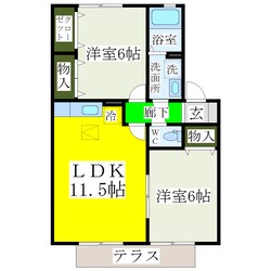 羽犬塚駅 徒歩14分 1階の物件間取画像